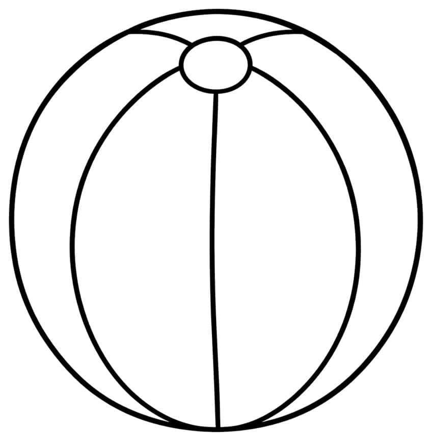Round beach ball with an oval cap on top and curved panel seams