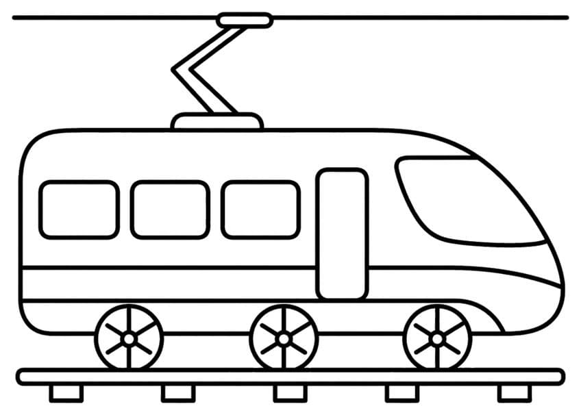 High-speed train side view with pantograph, overhead wire, and spoked wheels