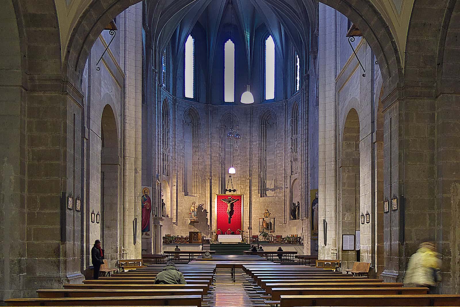 View down the nave inside the Conventual Church of San Pablo in Valladolid.