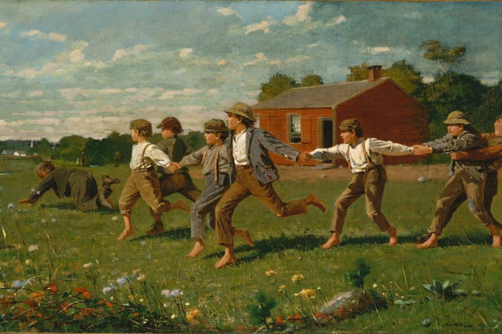 Winslow Homer's smaller 1872 version of Snap the Whip, now in The Metropolitan Museum of Art.