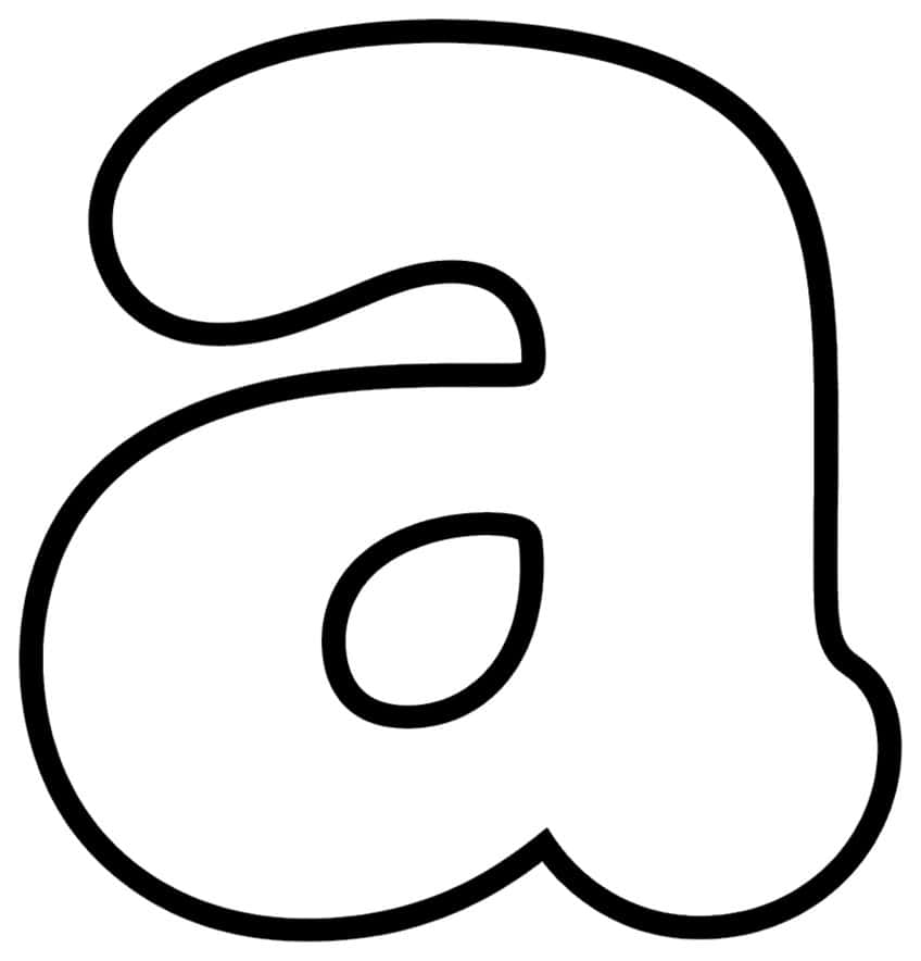 Lowercase bubble letter a with thick rounded outline and a teardrop-shaped hole in the center