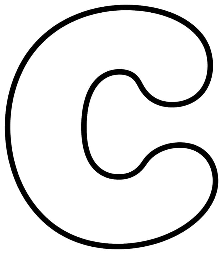 Lowercase letter c in a thick rounded bubble outline with open right side and two rounded ends