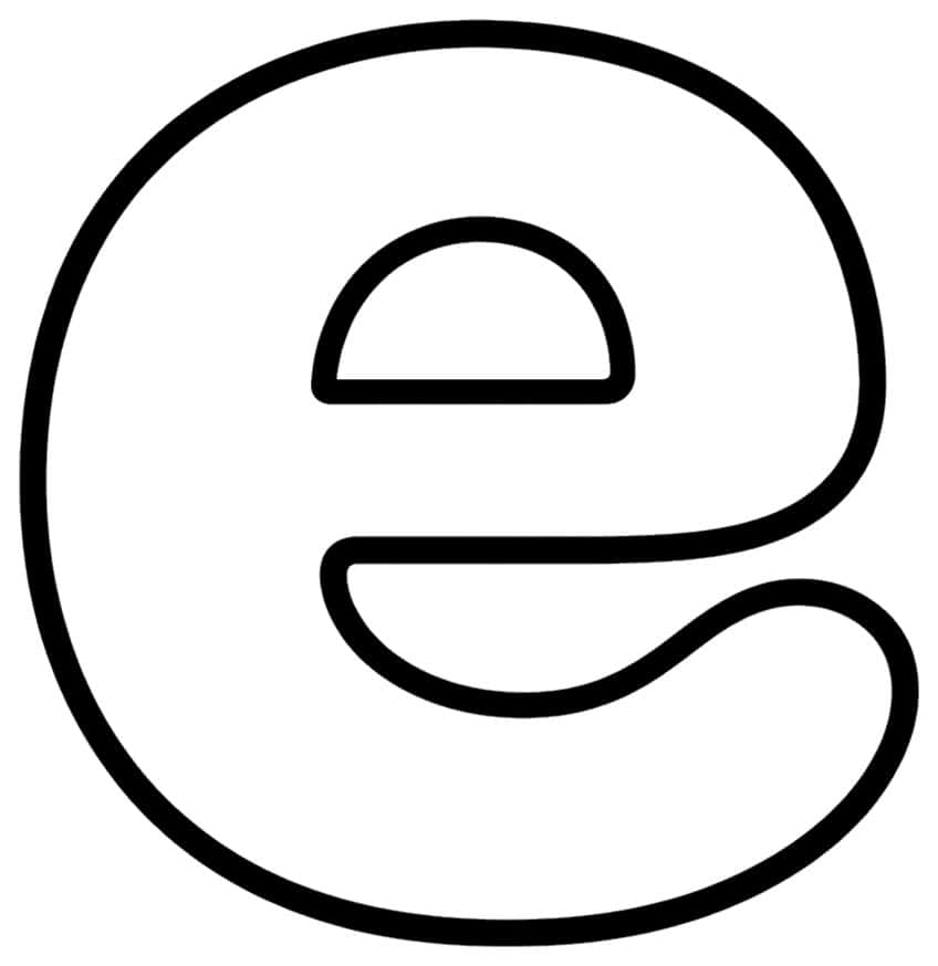 Black outline of a lowercase bubble letter e with a half-moon counter and curved tail