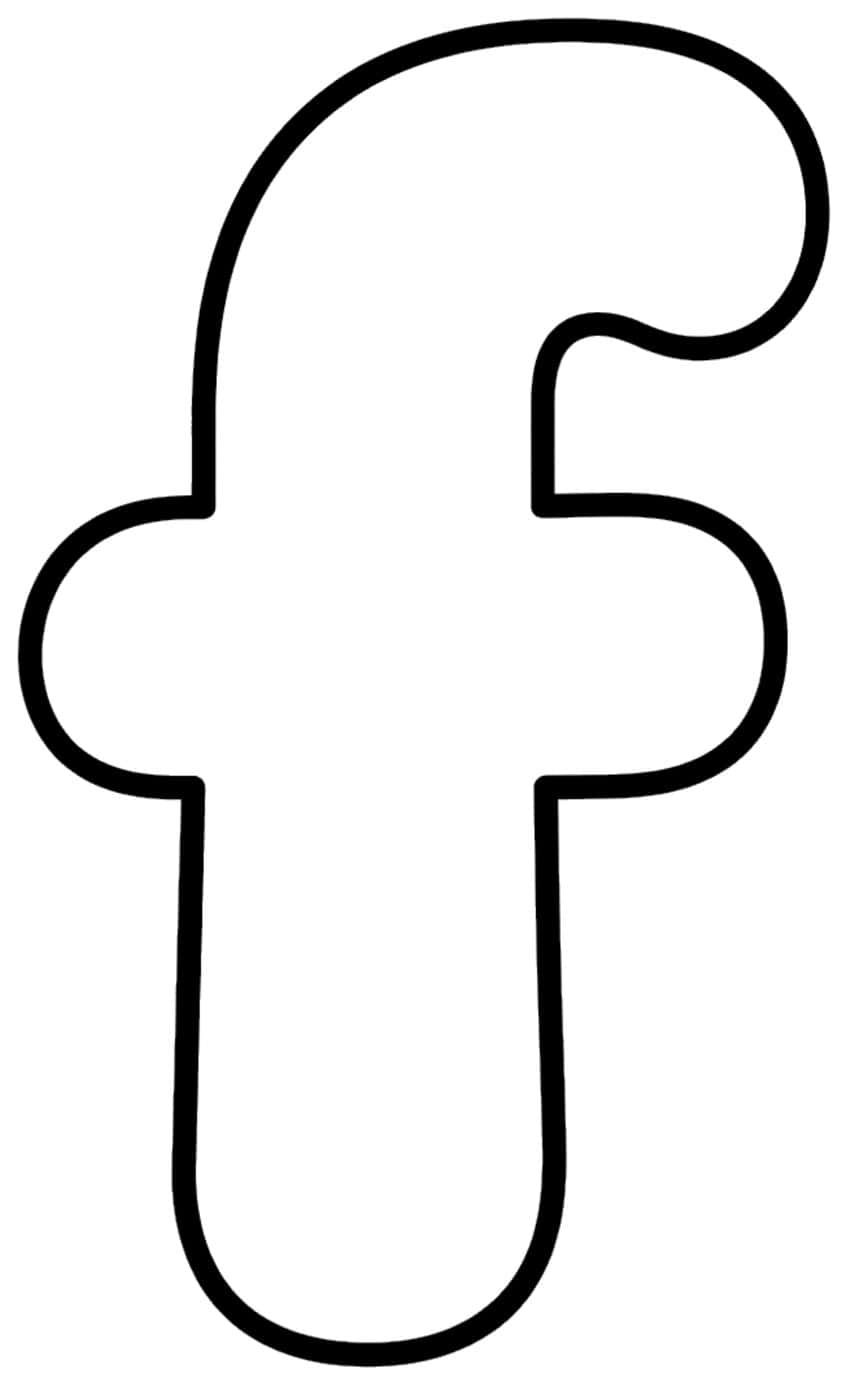 Lowercase bubble letter f with a curved top hook, a wide crossbar and a rounded base, in thick black outline