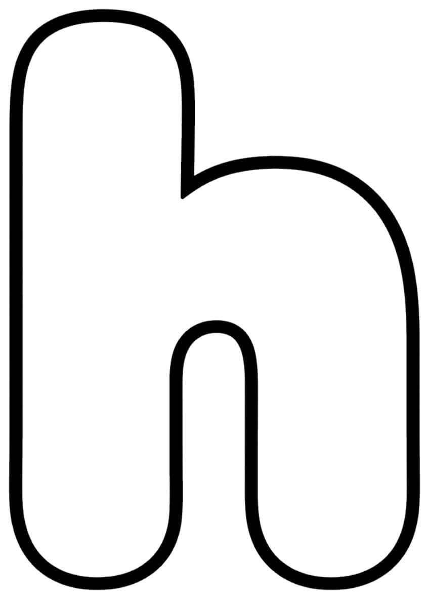 Black outline of a fat, rounded lowercase letter h on a white background