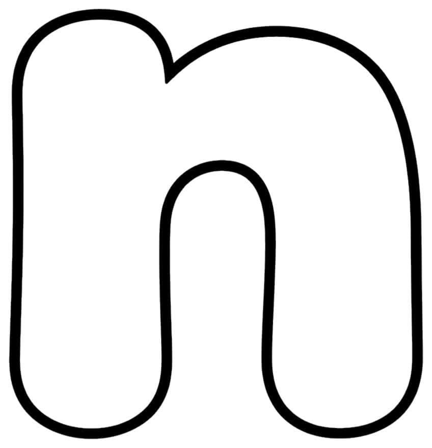 Outlined lowercase bubble letter n with two rounded legs and a curved arch