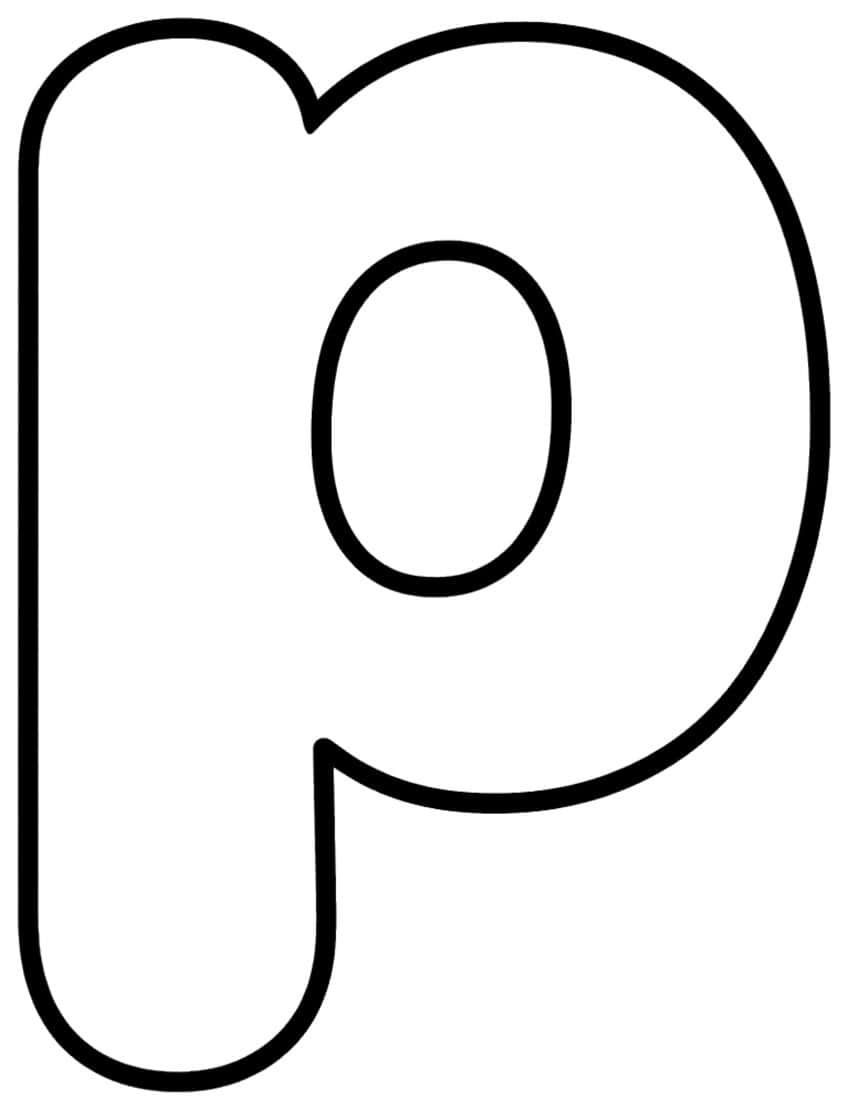 Lowercase bubble letter p with a long rounded stem, a round bowl and an oval counter