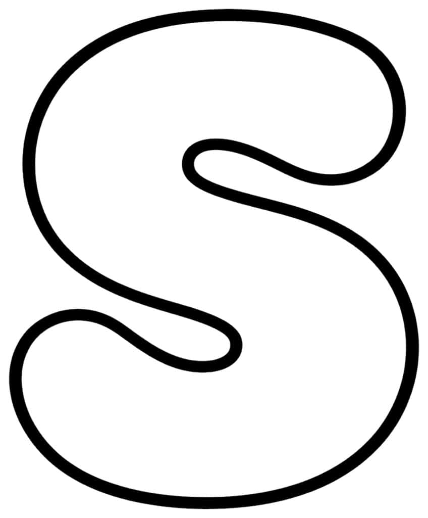 Chunky lowercase letter s in a thick black outline with rounded, plump curves on a white background