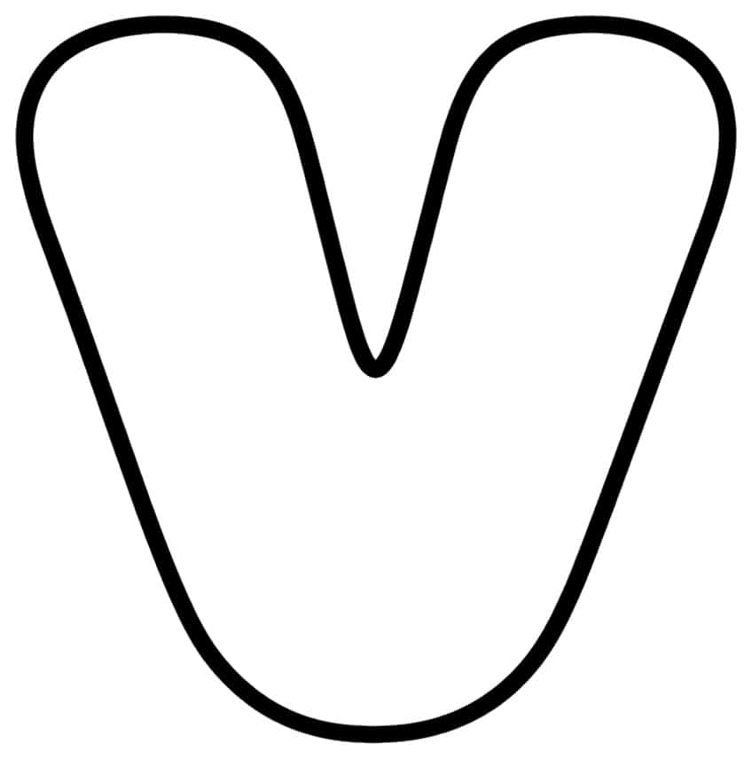 Black outline of a rounded lowercase letter v with two round tops and a curved bottom