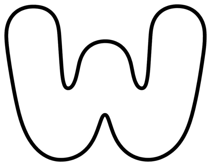 Outline of a lowercase bubble letter w with rounded arms and a central arch