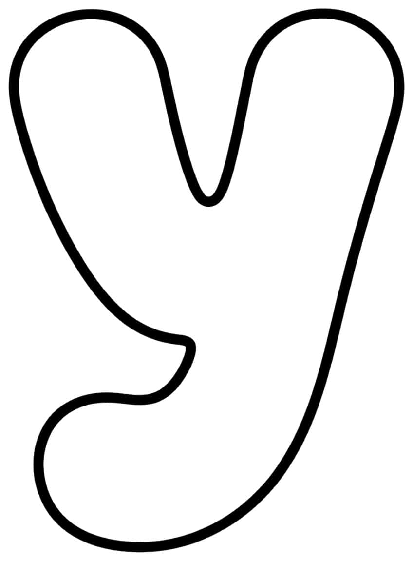 Lowercase bubble letter y with two rounded top arms and a curved tail hooking left