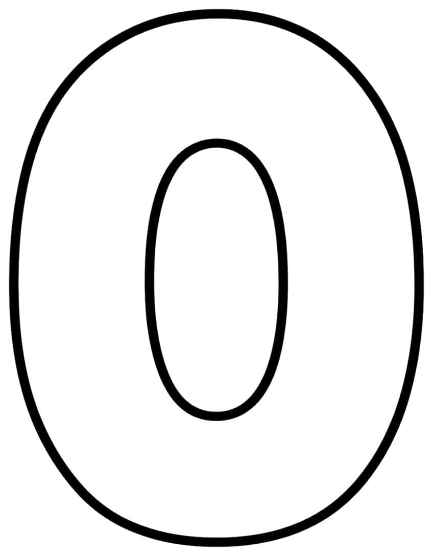 Large bubble-style number zero with a tall oval outline and a smaller oval opening inside