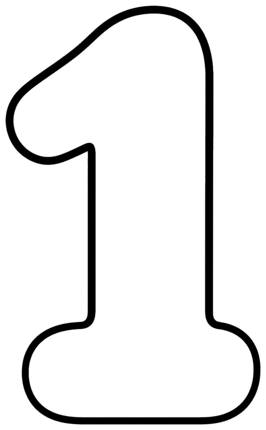 Black outline of a bubble-style number 1 with a rounded flag, thick stem and rounded base