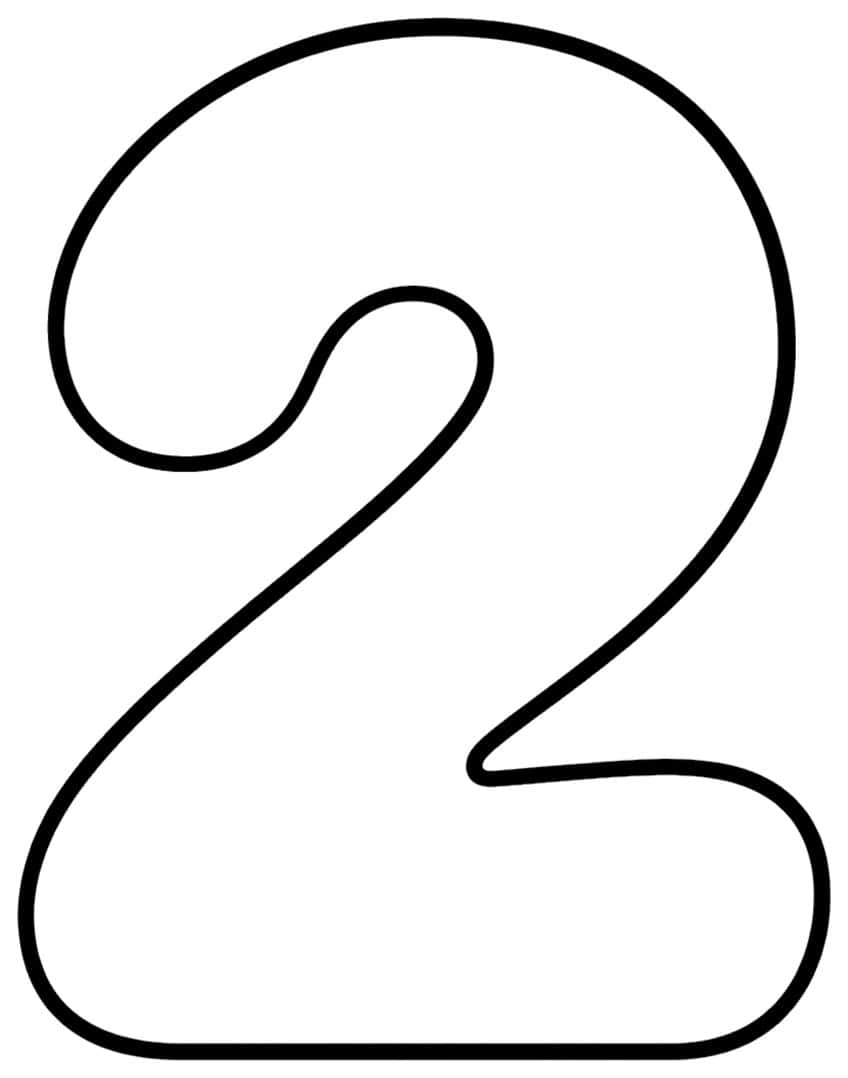 Large outlined bubble number 2 with a round top curve, diagonal stroke and wide flat base on white