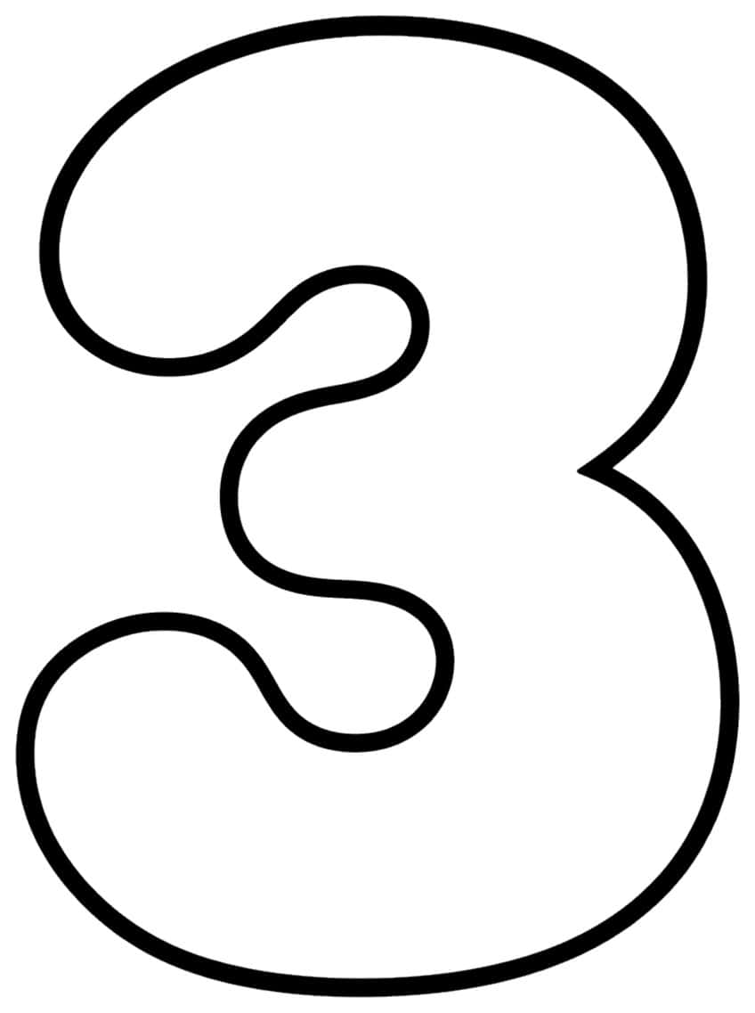 Large bubble-style number 3 with a thick rounded outline and one open white interior