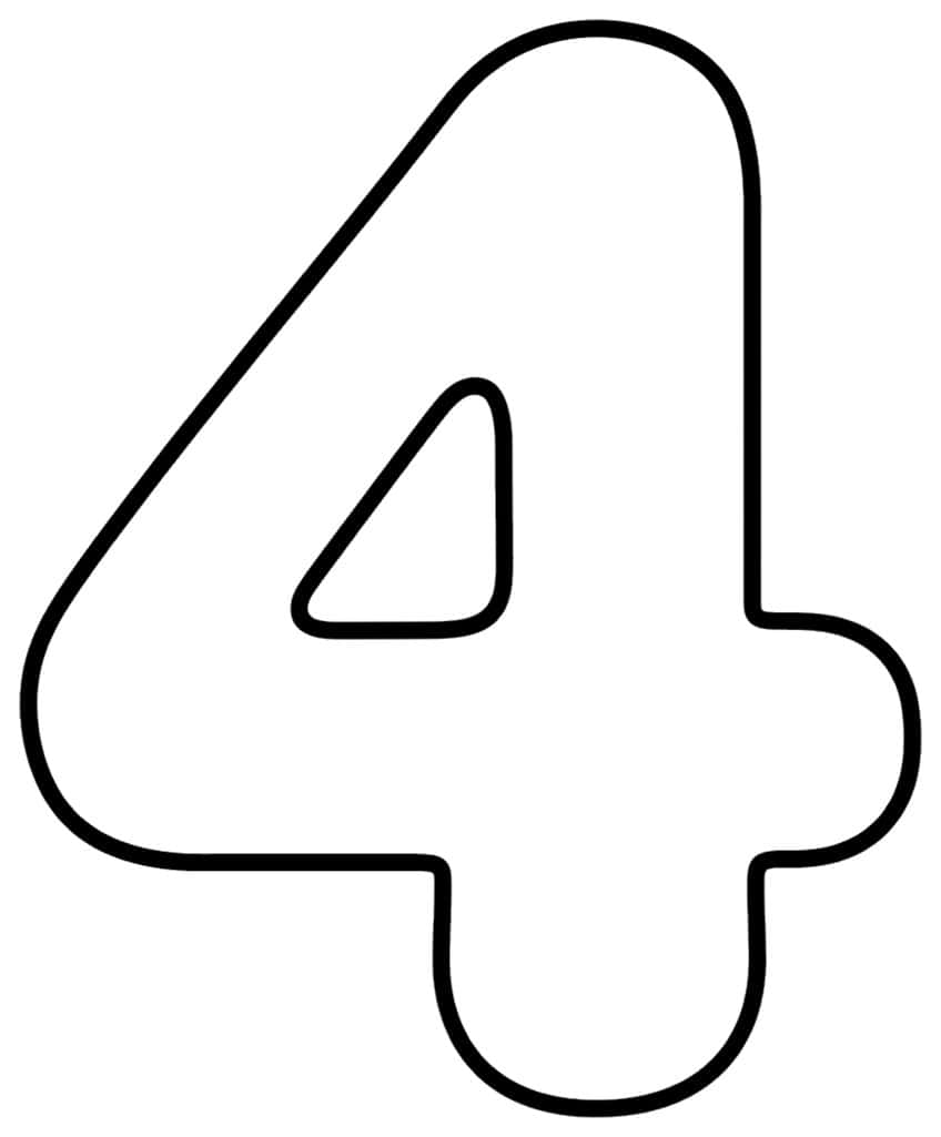 Outline of a chunky bubble-style number 4 with a small triangular hole and rounded corners