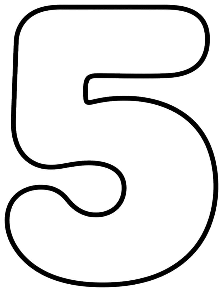 Outline of a chunky bubble-style number 5 with a flat top bar, deep notch and large rounded bowl