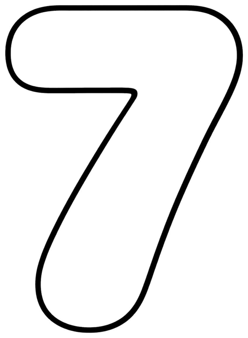 Outline of a bubble-style number 7 with rounded top bar and slanted curved stem
