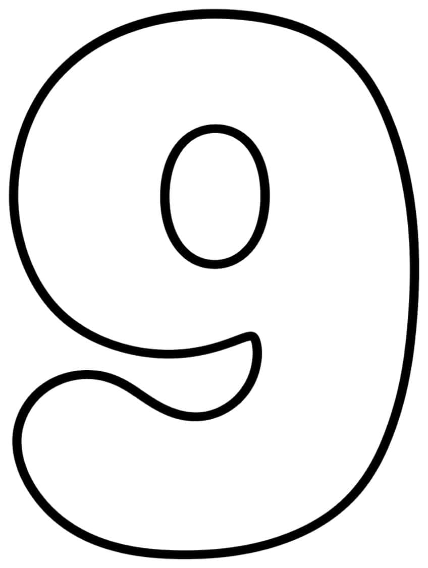 Bubble outline of the number 9 with an oval hole and a curled tail