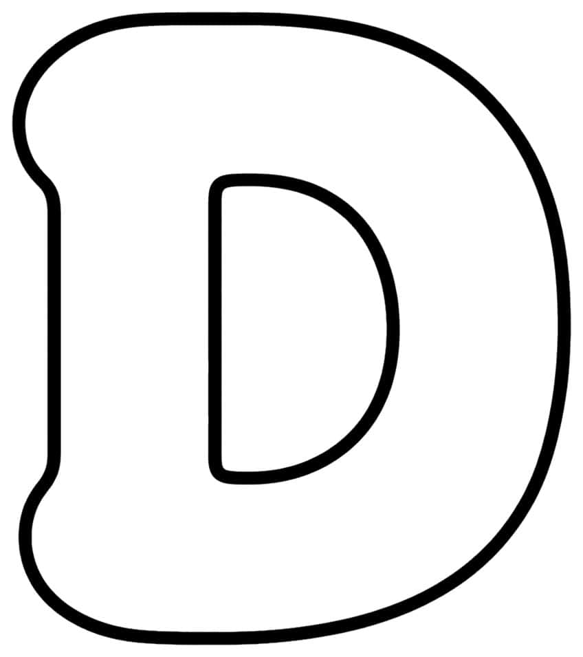 Uppercase bubble letter D in thick black outline with a D-shaped opening inside