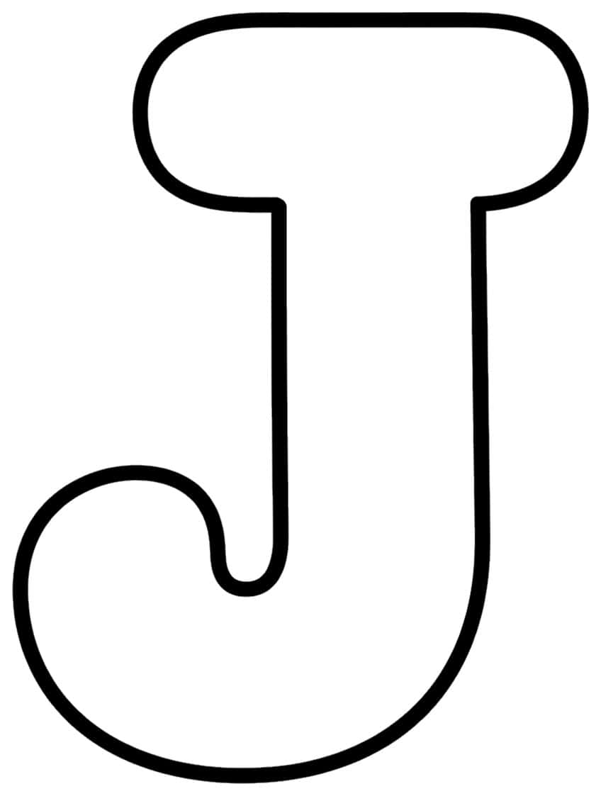 Outline of a chunky uppercase letter J with a rounded top bar, long stem and curled hook at the bottom left