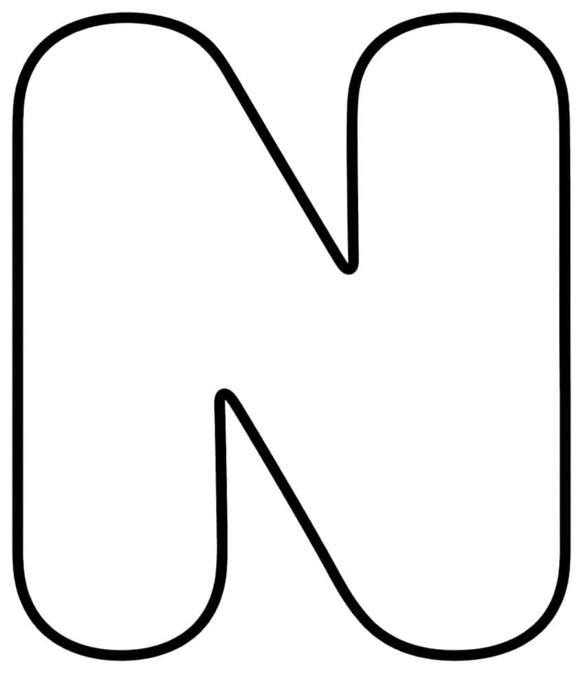 Black outline of a rounded bubble-style capital letter N on a white background