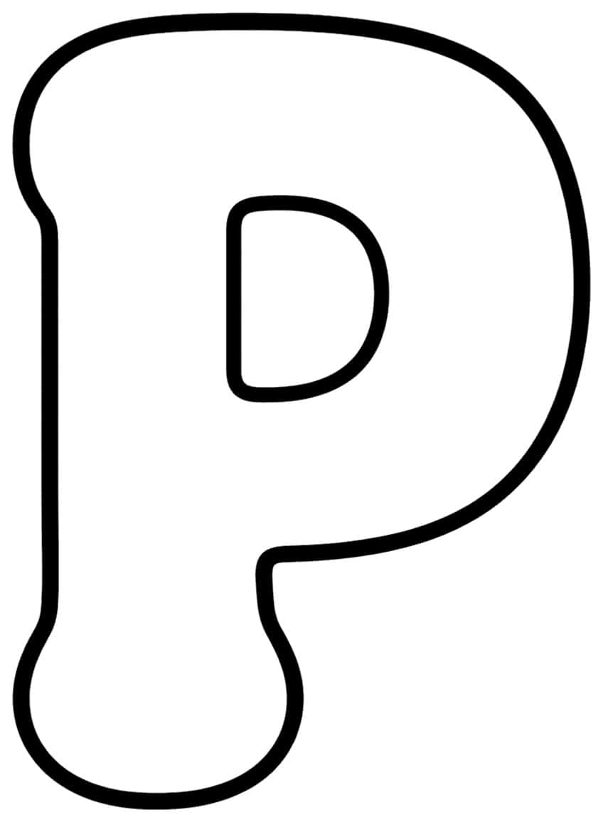Bubble letter capital P with a round-footed stem and a D-shaped hole in the bowl