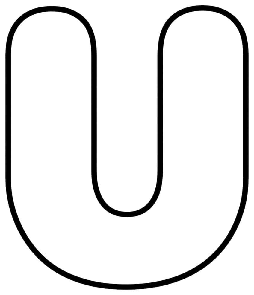 Large outlined capital letter U in rounded bubble style with two thick arms and a curved base