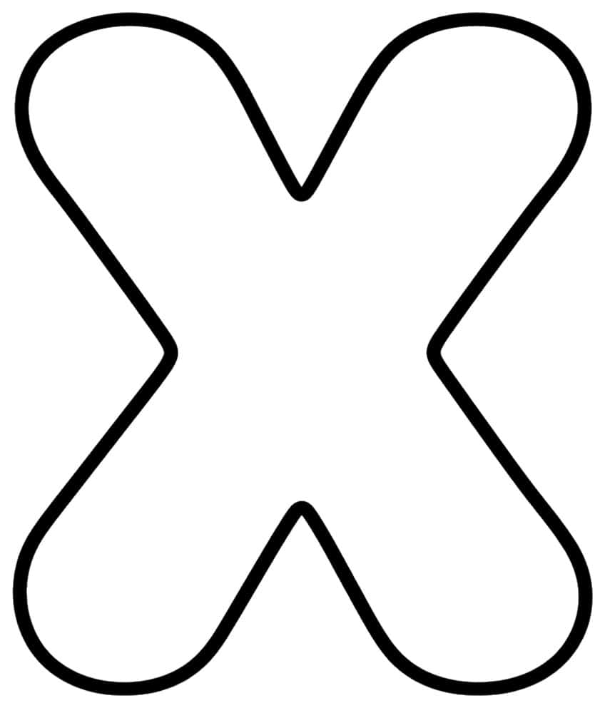 Outline of a capital bubble letter X with four rounded arms