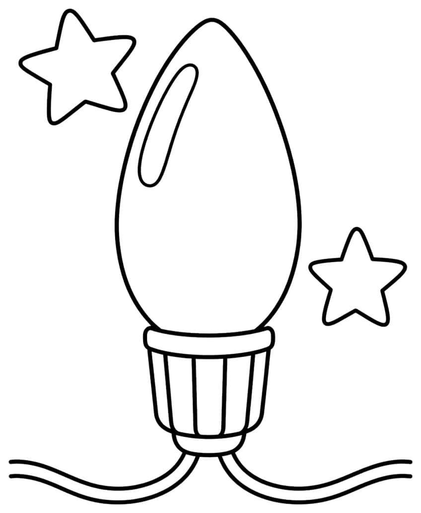 Large C9 Christmas light bulb with ribbed socket, wavy wire and two stars