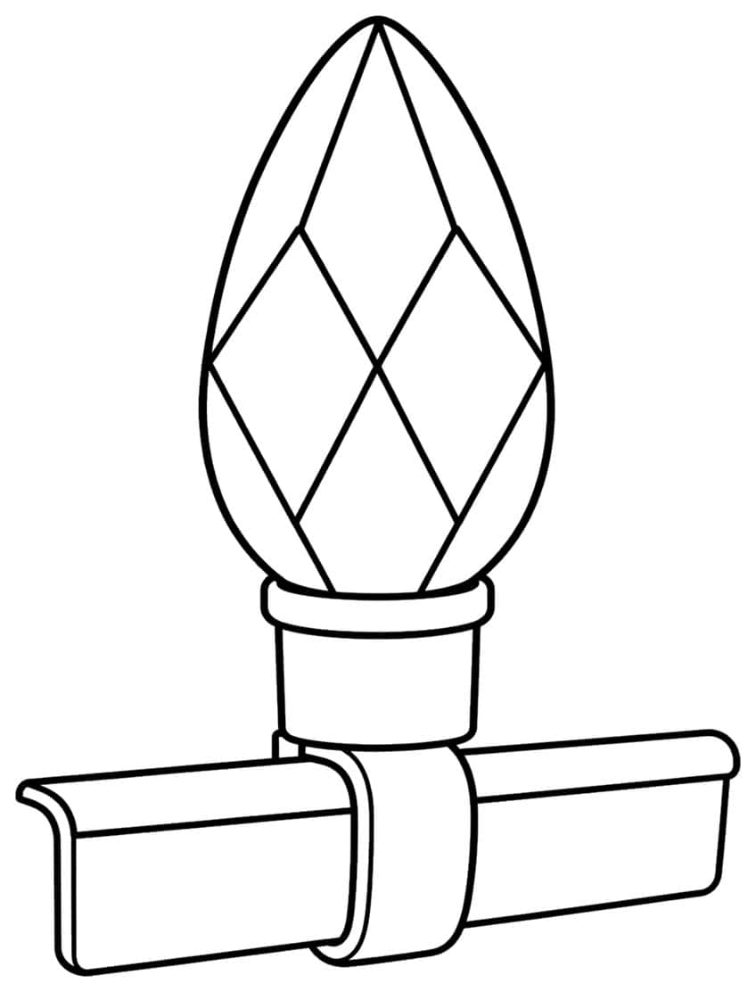 Faceted Christmas bulb with diamond panels in a socket clipped to a roof gutter