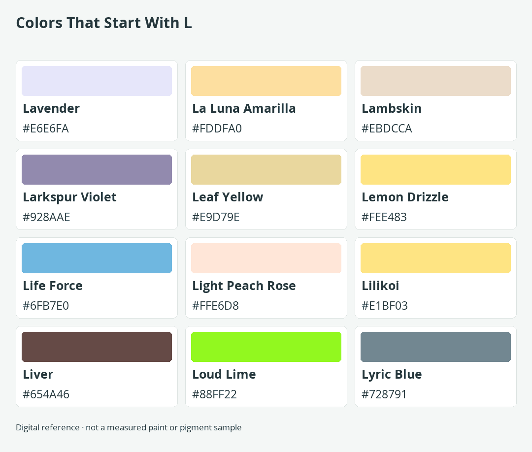 Colors That Start With L