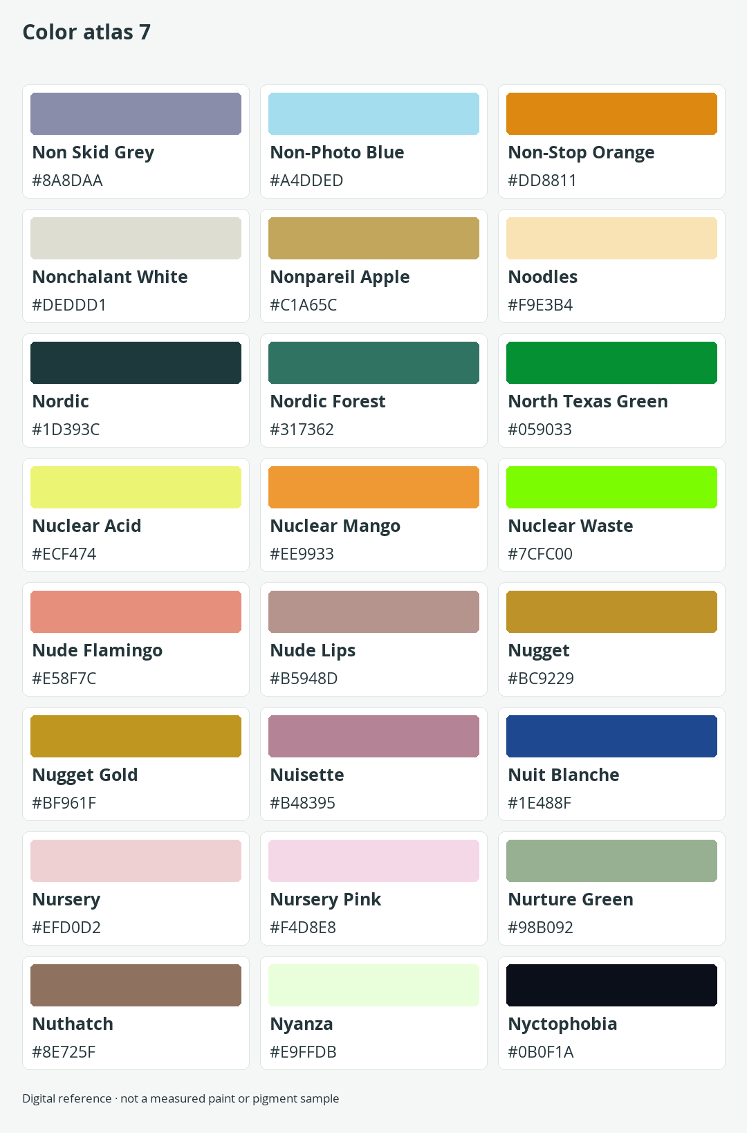 Solor Coding Colors That Start With N: 240 Names, HEX and RGB Codes