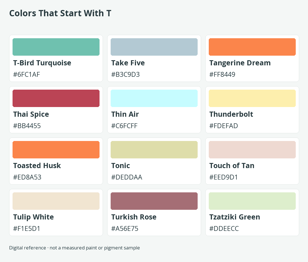 Colors That Start With T