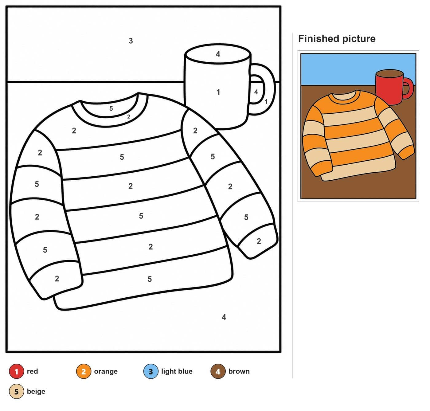 Striped long-sleeve sweater on a table with a tea mug behind it