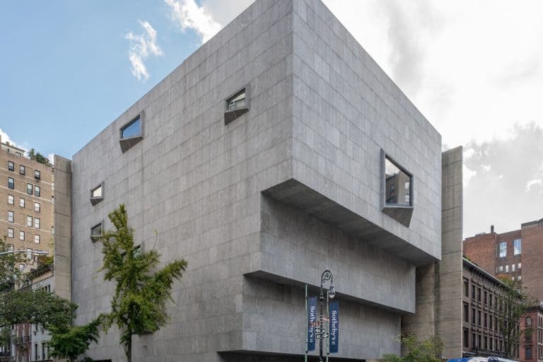 Sotheby’s New York headquarters occupies the angular concrete Breuer building on Madison Avenue.