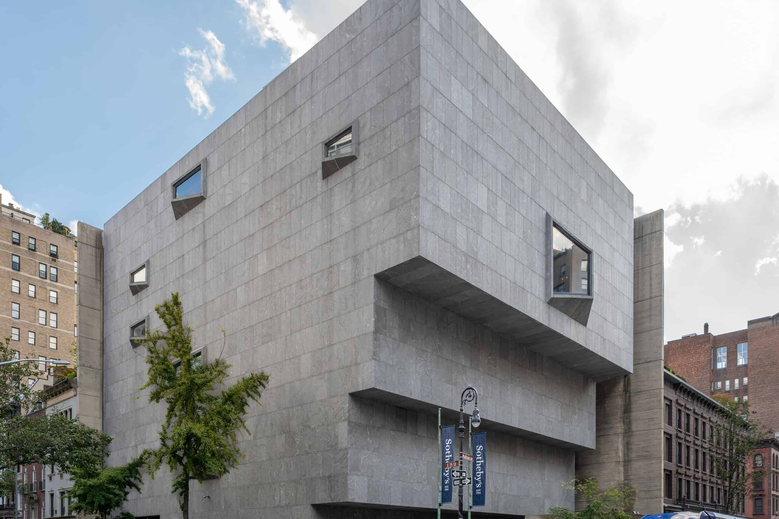 Sotheby’s New York headquarters occupies the angular concrete Breuer building on Madison Avenue.