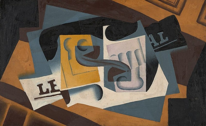 Glass and Newspaper (1917) by Juan Gris