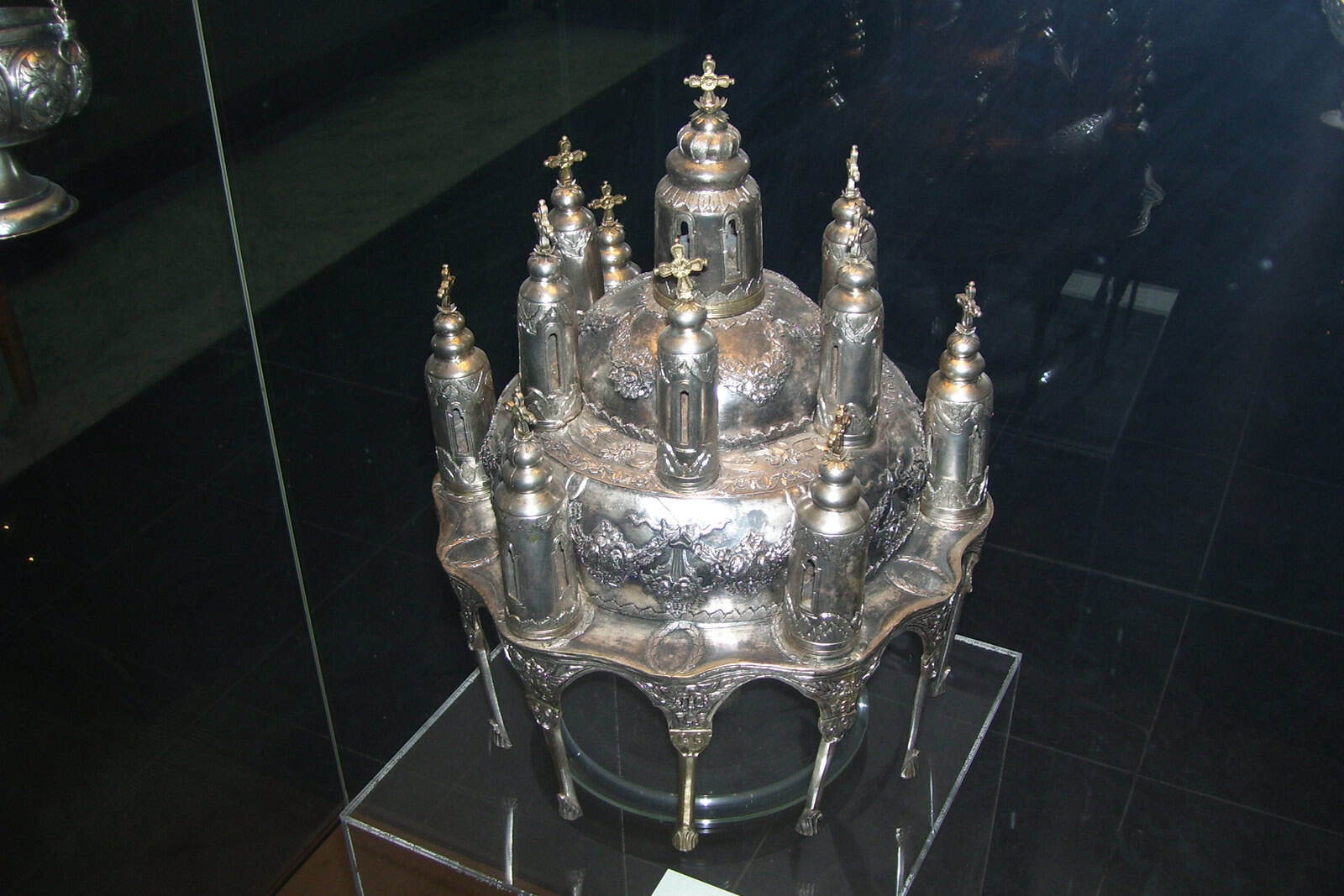 Silver artophorion from Panagia Eikosifoinissa Monastery displayed in Bulgaria’s National Historical Museum