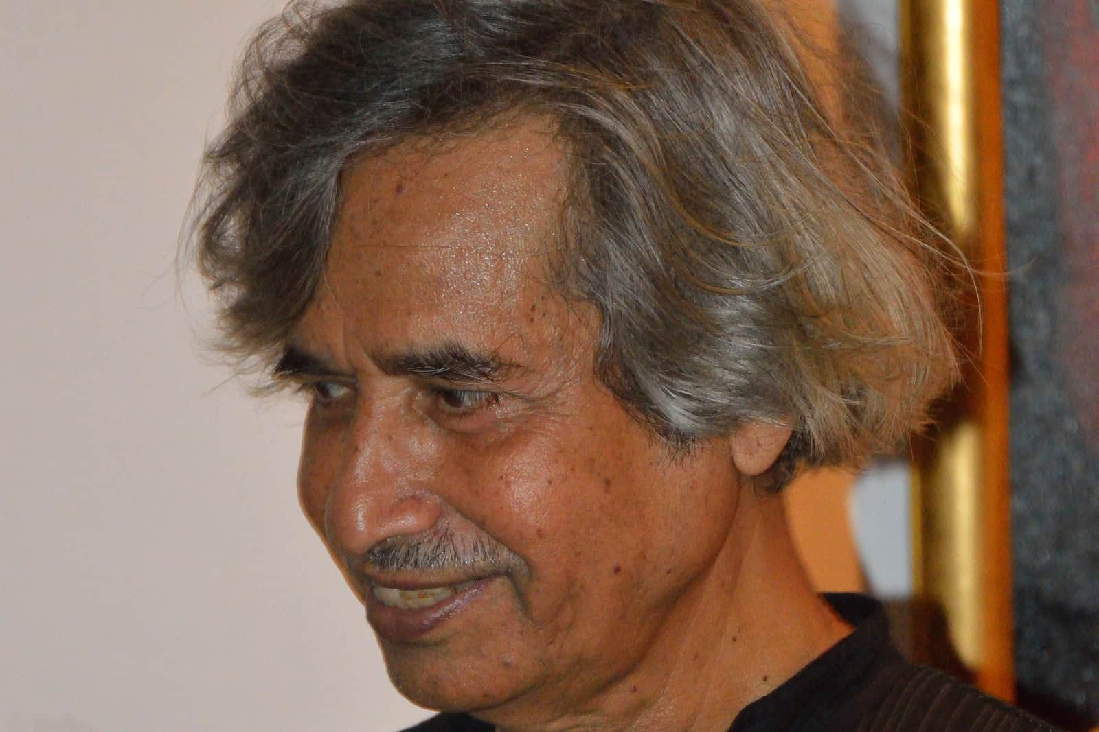 Portrait of Jogen Chowdhury at the Academy of Fine Arts in Kolkata