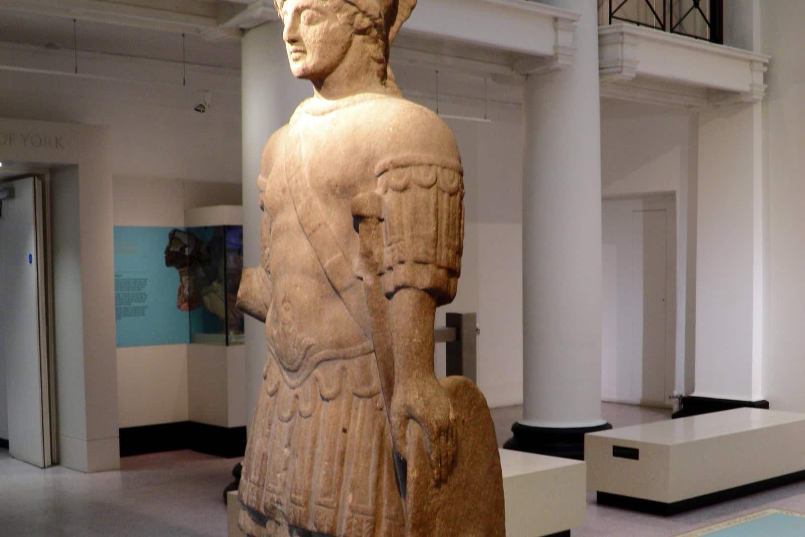 A Roman statue of Mars in battle gear stands in the Yorkshire Museum.