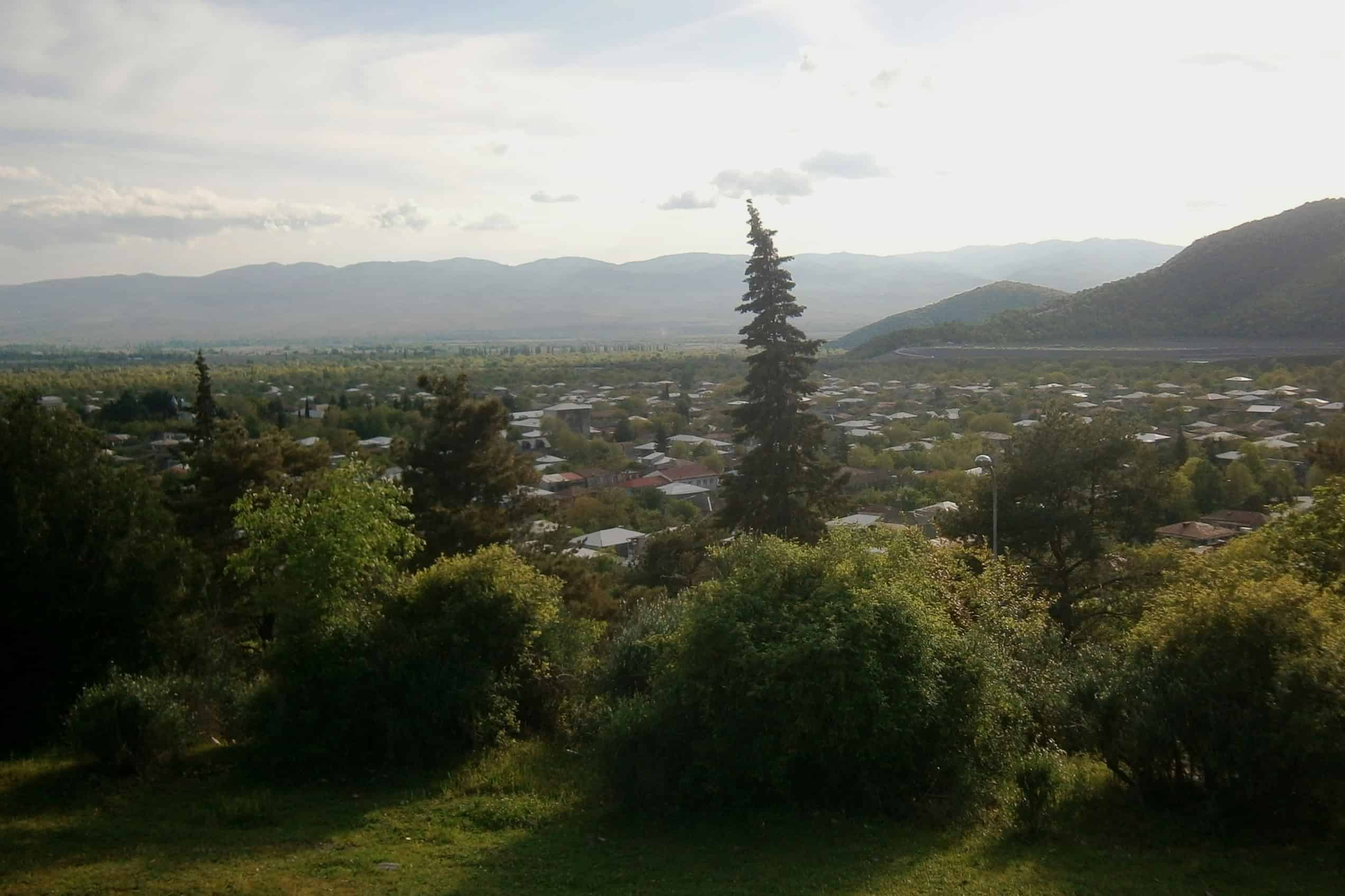 A wide view across Kvareli, Georgia, and its surrounding landscape.