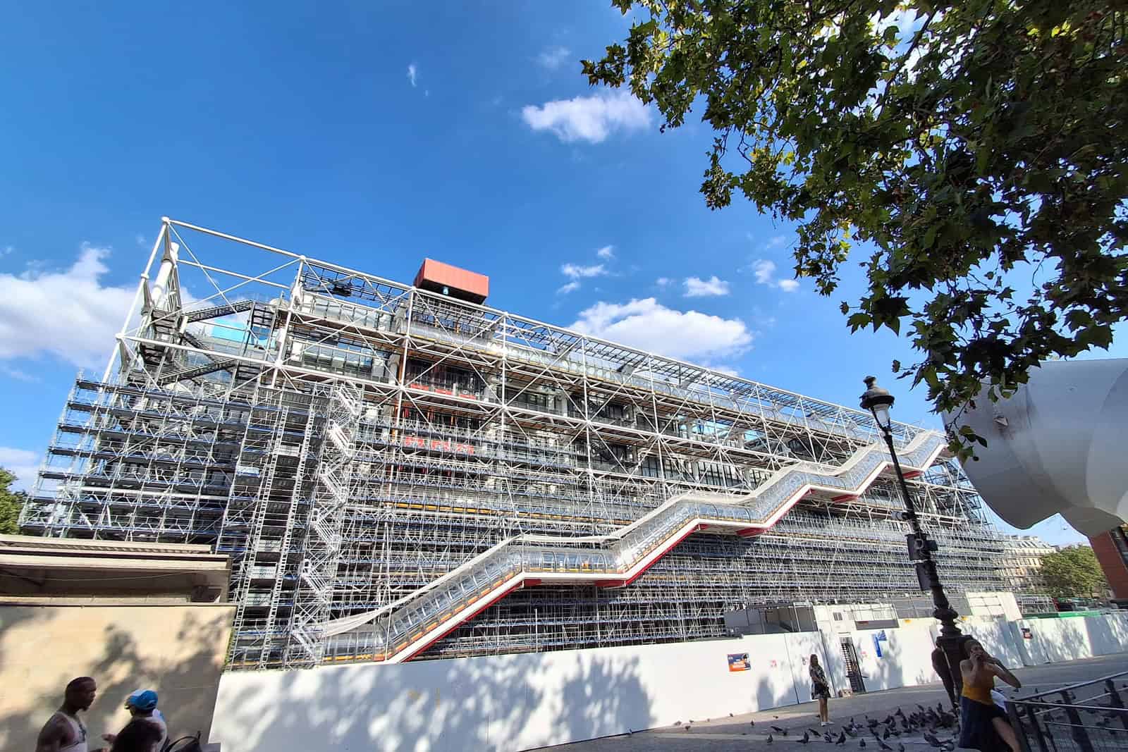 Renovation work covers part of Centre Pompidou’s Paris building in July 2026.