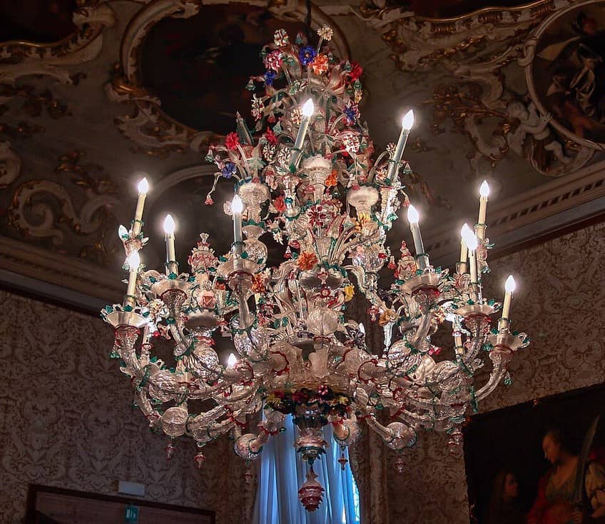 Murano glass chandelier in Ca' Rezzonico, Venice