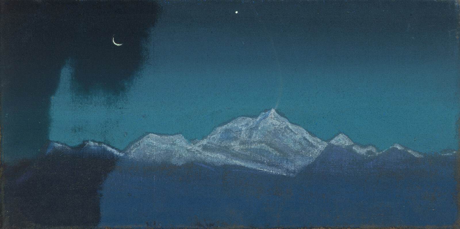 Nicholas Roerich - Himalayas, Sikkim. Himalayas, Sikkim label QS:Len,"Himalayas, Sikkim".