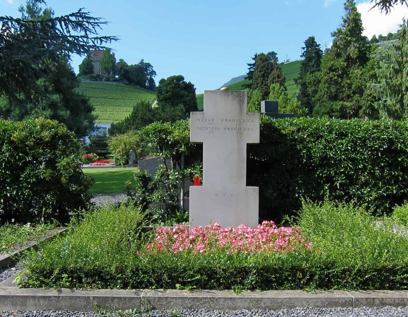 Oskar Kokoschka's grave at Clarens cemetery near Montreux.