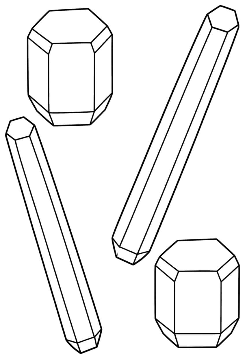 Two short hexagonal ice columns and two long slanted needle crystals