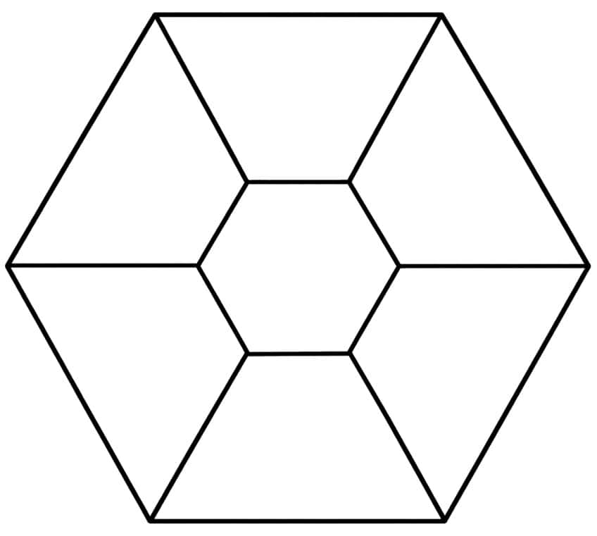 Large hexagon with a small central hexagon and six trapezoid sections