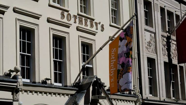 Sotheby's auction house on New Bond Street in London, where Banksy's Girl with Balloon shredded itself in 2018