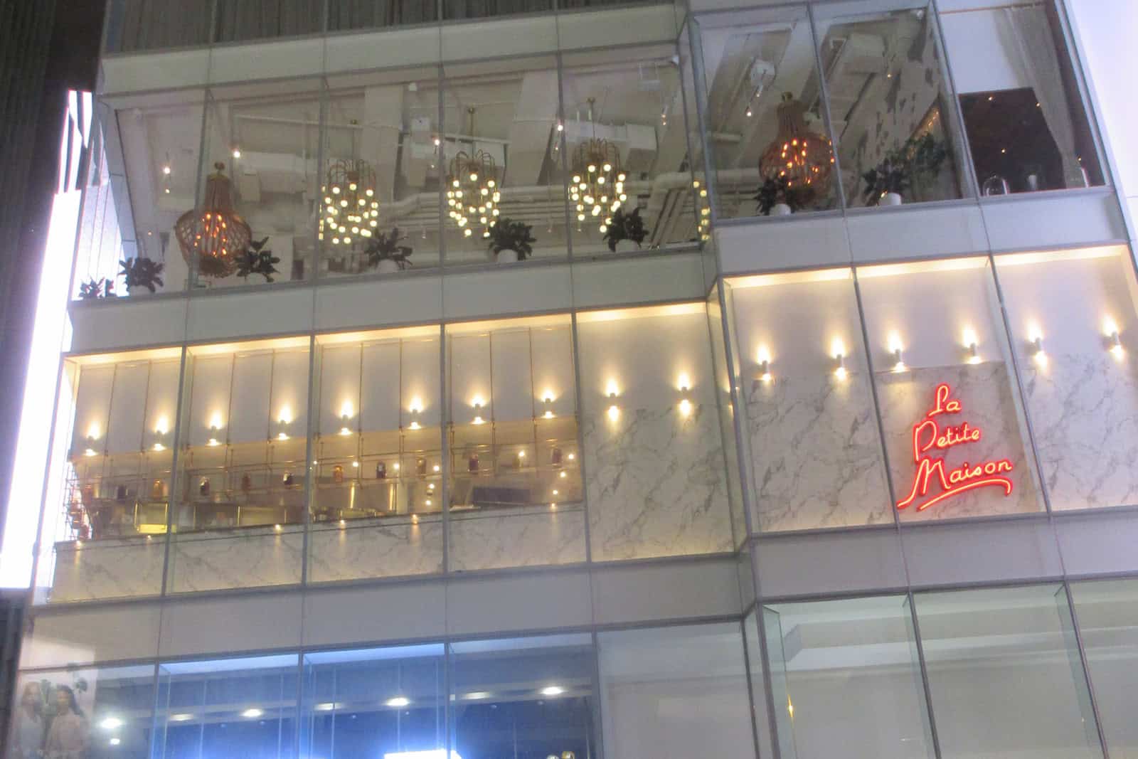 Night view of the H Queen’s building on Queen’s Road Central in Hong Kong